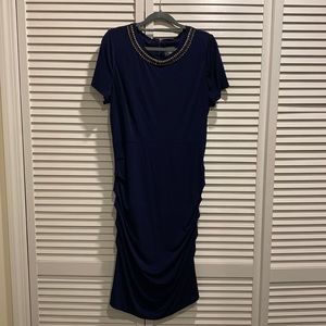 Vince Camuto Ruched Navy Blue Dress Size 14